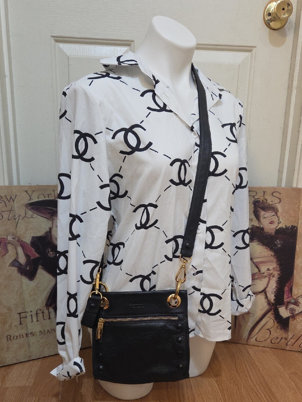 Hammitt Tony Small Black Leather Crossbody with Gold-Tone Hardware